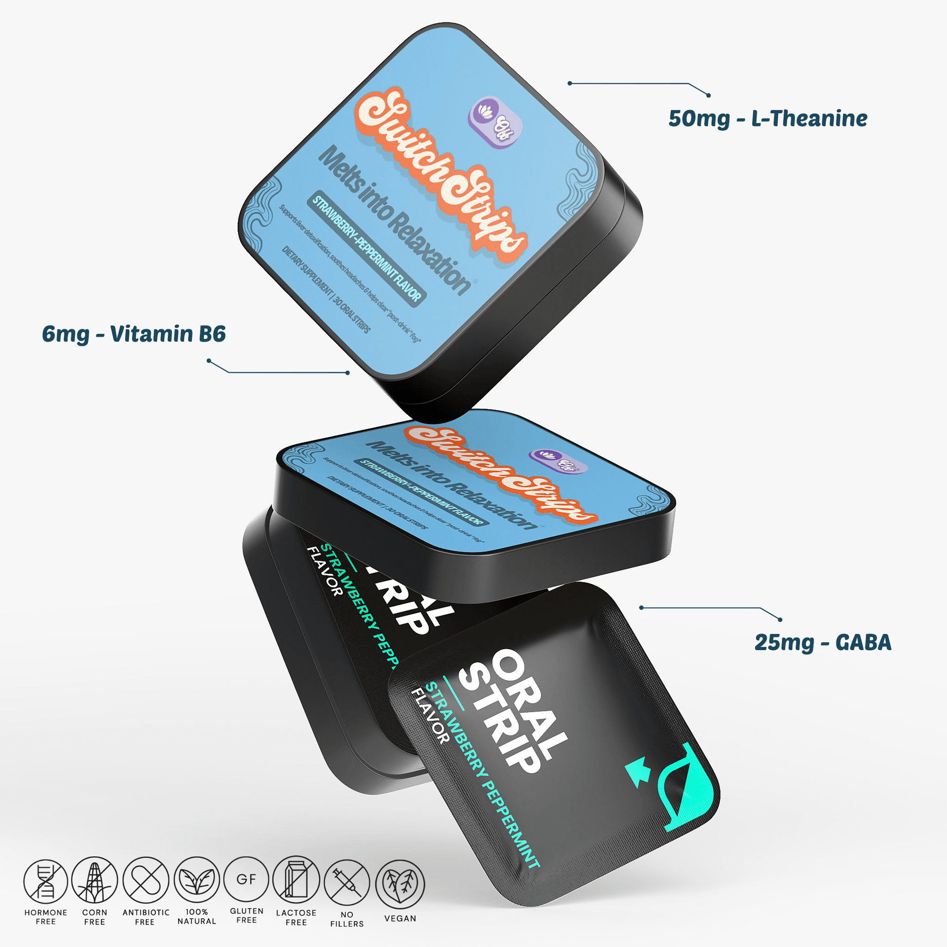 Relaxation Routine Strips — with Vitamin B6, L - Theanine & GABA - Switch Strips