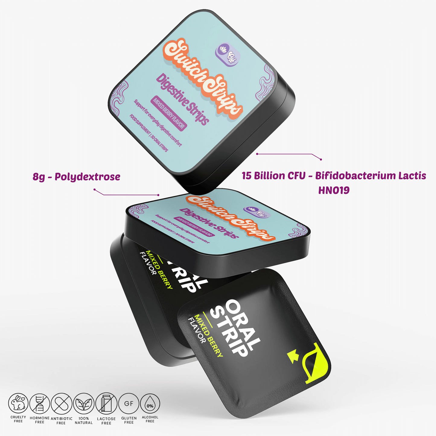 Digestive Support Strips — with Probiotics & Prebiotics - Switch Strips