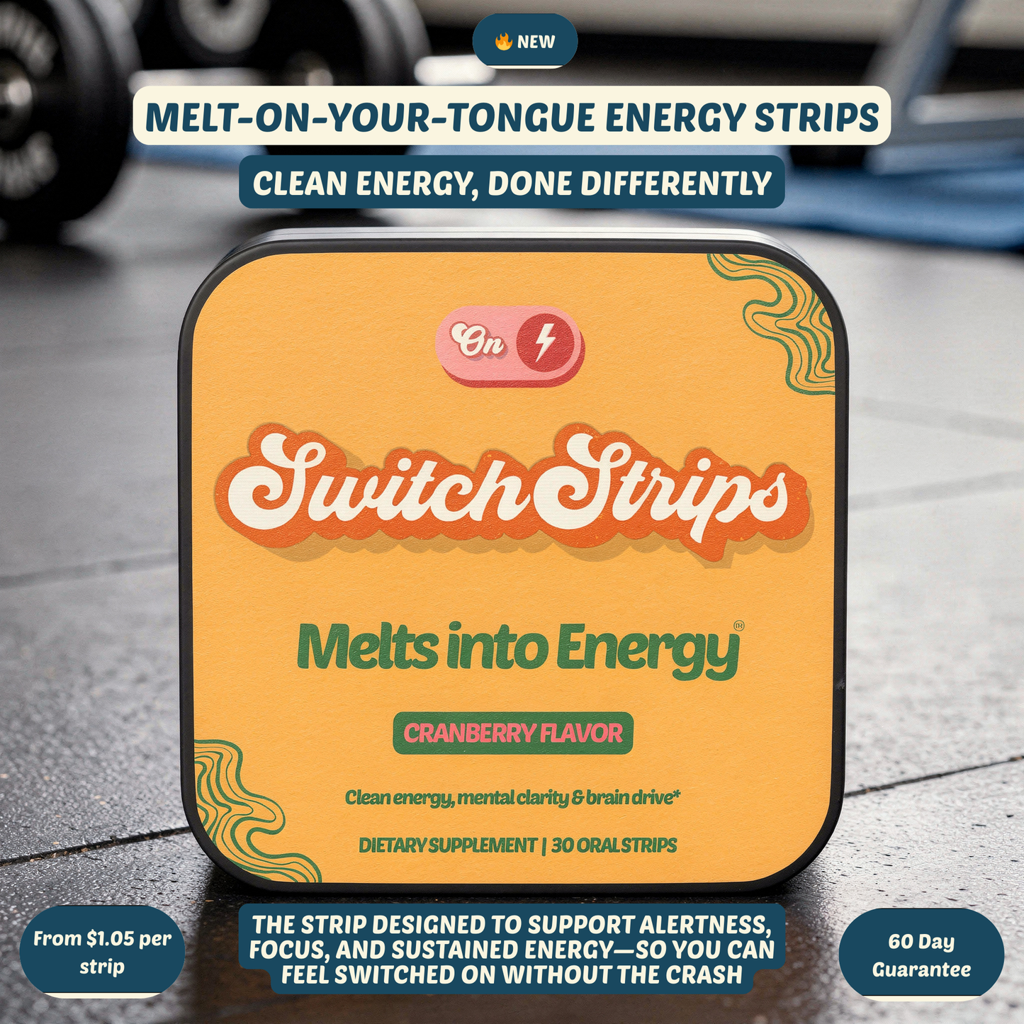 Energy Support Strips — with Green Tea Caffeine, L-Theanine & Vitamin B12