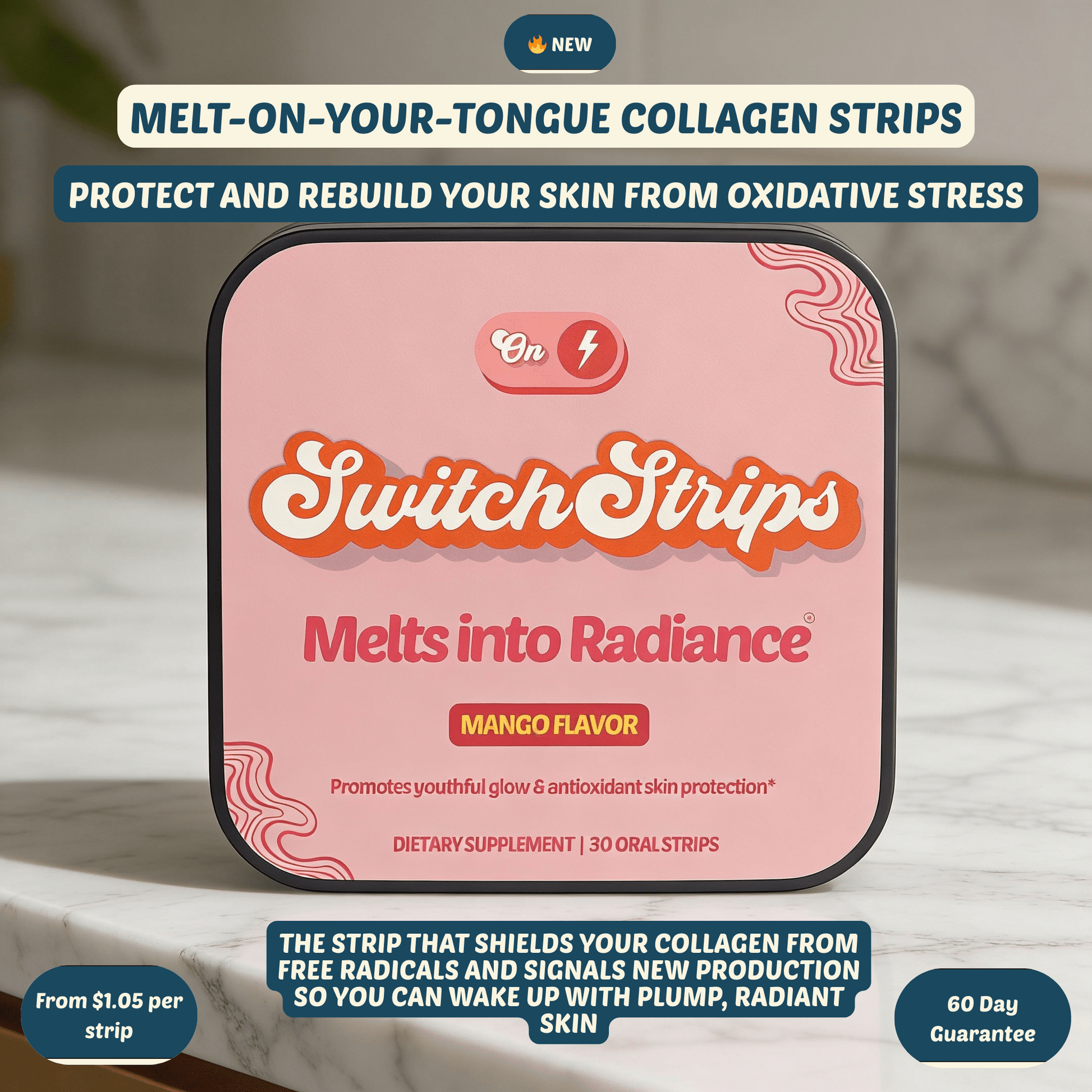 Melts into Radiance - Sublingual Collagen Strips - Switch Strips