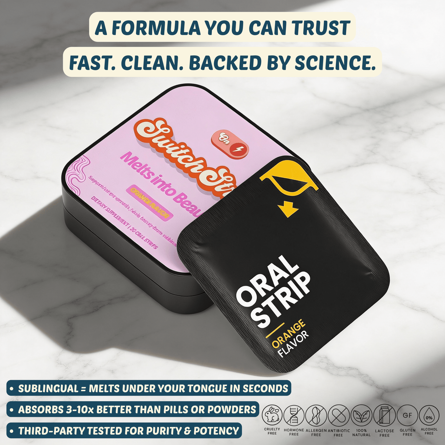 Melts into Beauty – Beauty - from - Within Oral Strips - Switch Strips