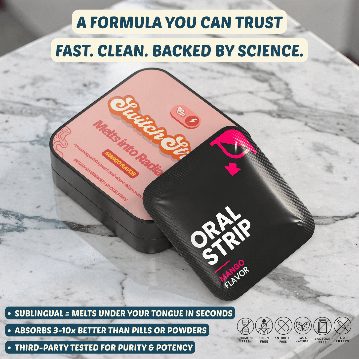 Melts into Radiance - Sublingual Collagen Strips - Switch Strips