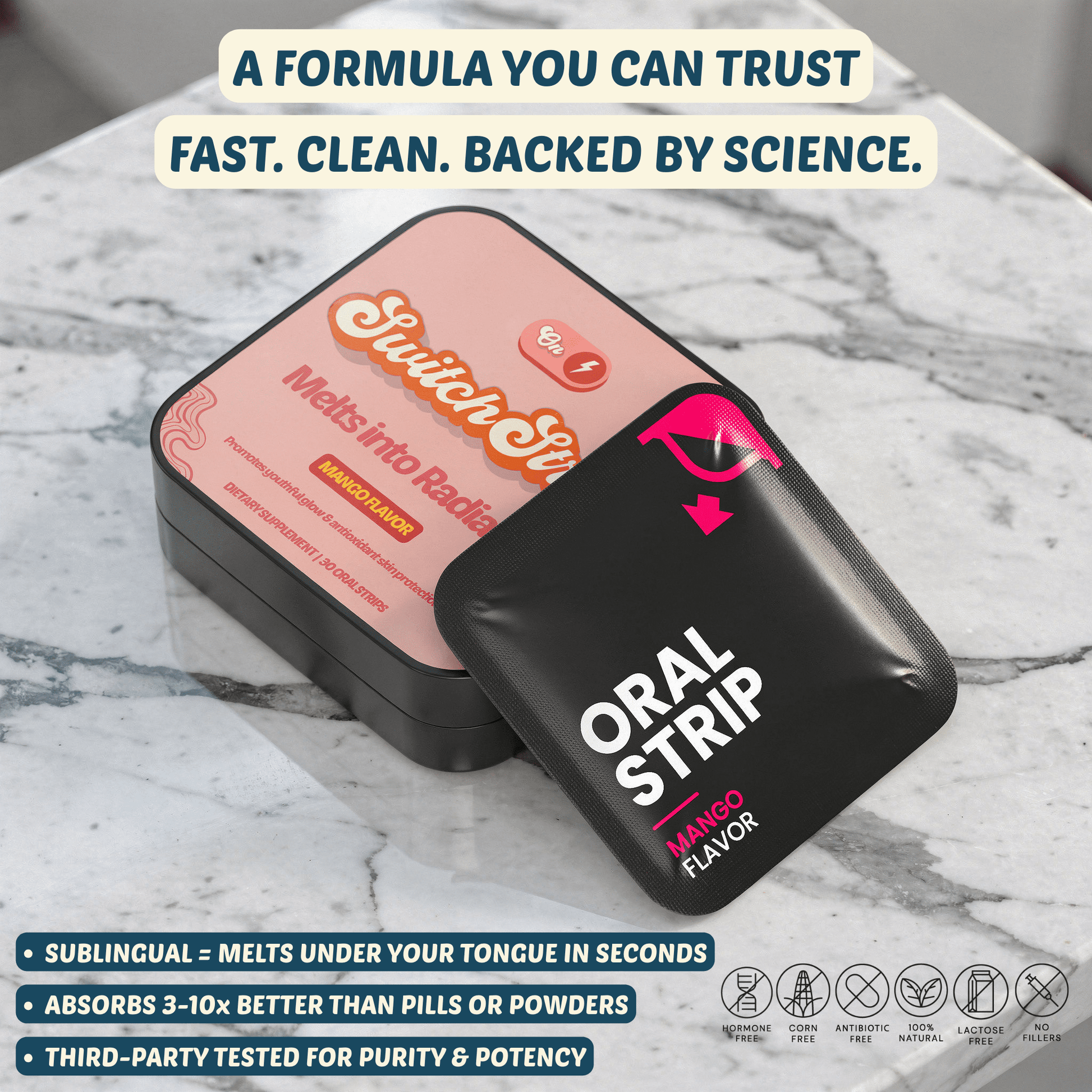 Melts into Radiance - Sublingual Collagen Strips - Switch Strips