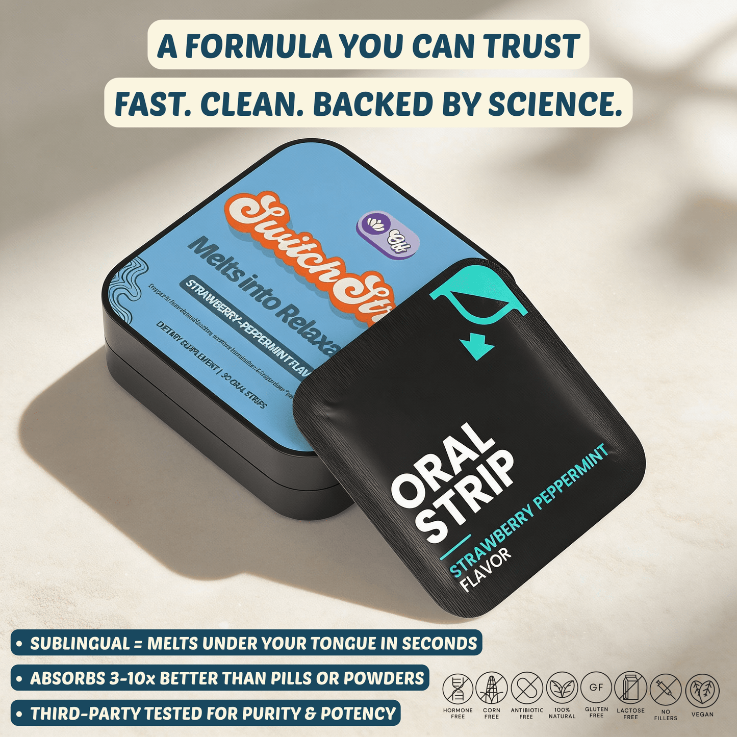 Melts Into Relaxation - Fast - Acting Calming Relief - Switch Strips