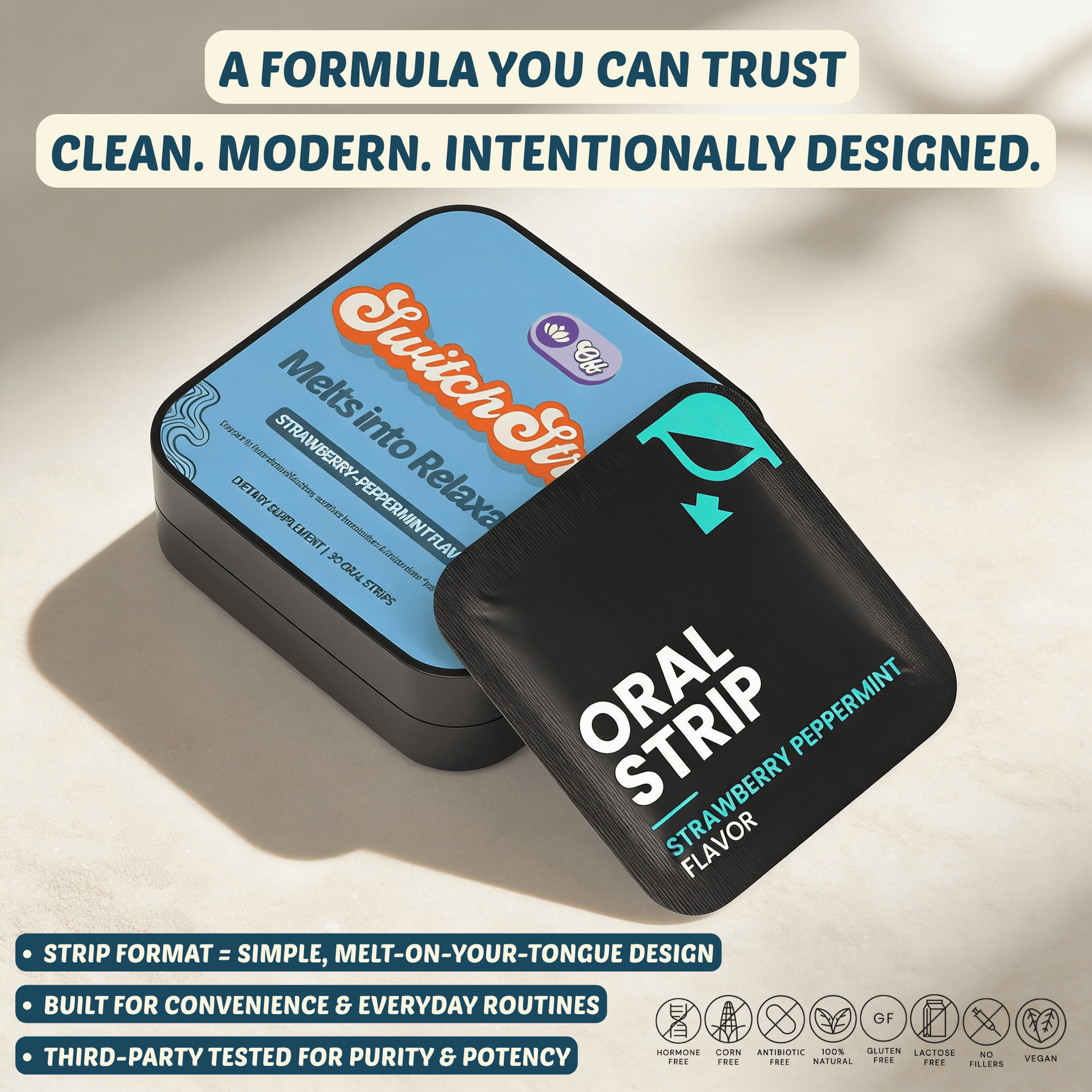 Relaxation Routine Strips — with Vitamin B6, L - Theanine & GABA - Switch Strips