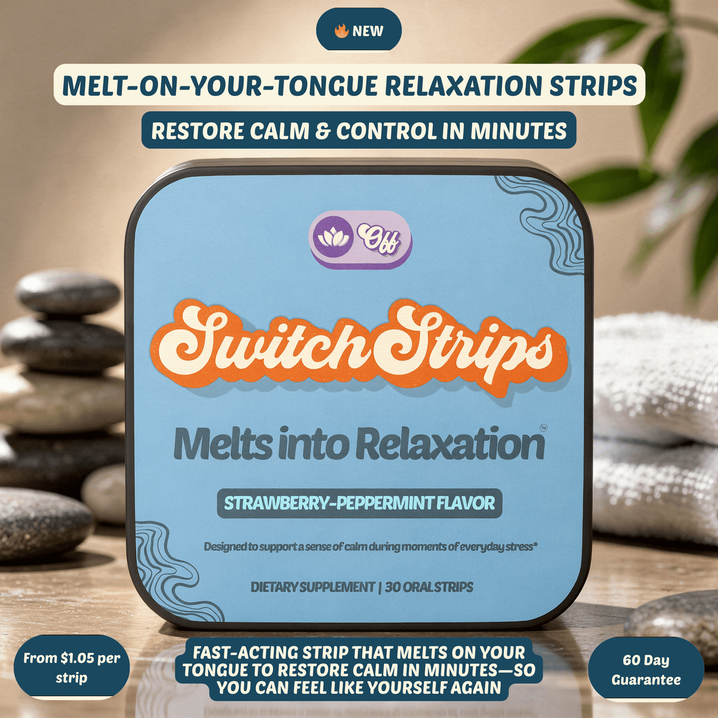 Melts Into Relaxation - Fast - Acting Calming Relief - Switch Strips